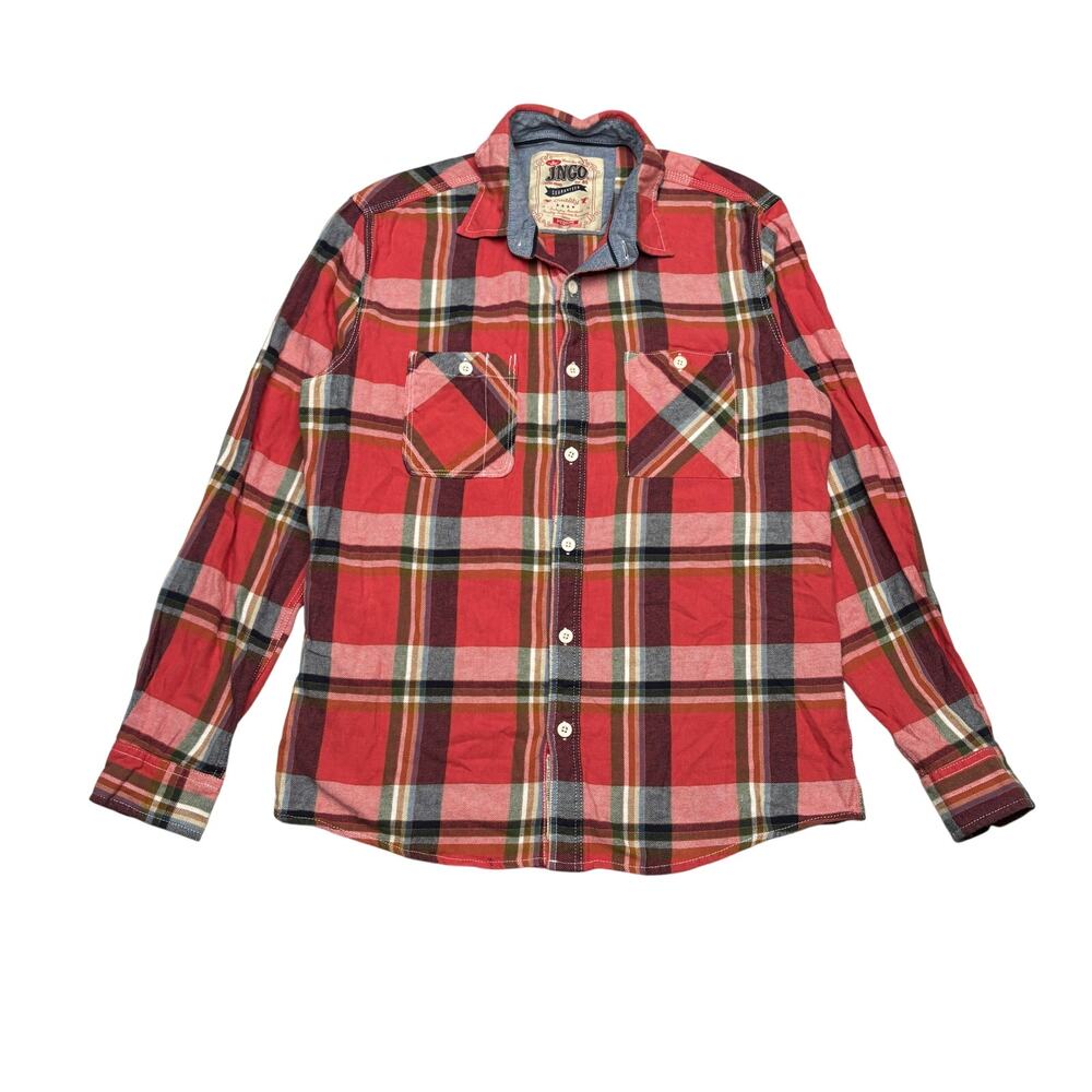 JNCO Plaid Flannel Shirt Men's Medium Long Sleeve Y2K Grunge Skater